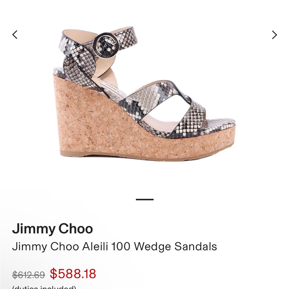 New in box Jimmy Choo Aleili snakeskin wedges